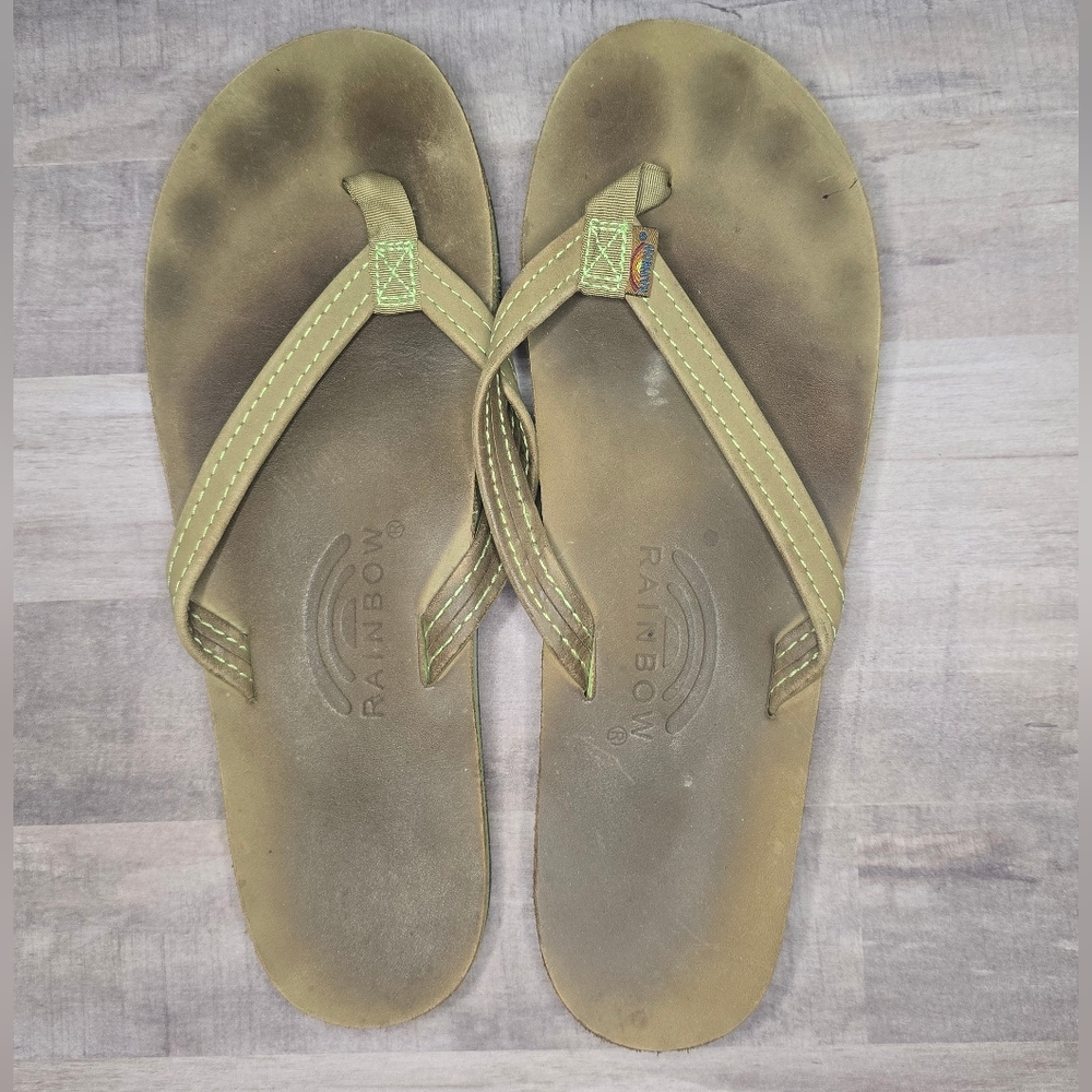 Rainbow Sandals Green Flip Flops